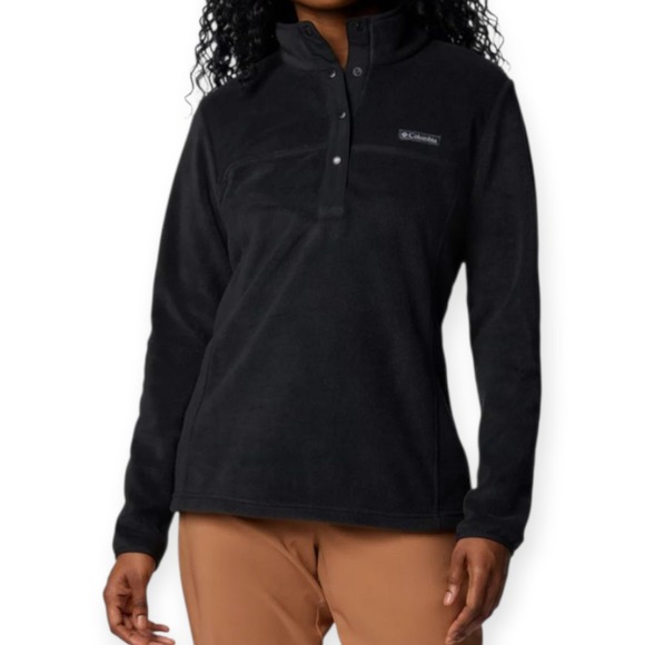 Columbia Tops - COLUMBIA Women Pullover Fleece II Benton Springs Half Snap Black Sz XL Gorpcore‎
